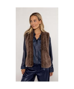 
POOOLS GILET 533189-CHEST NUT 
100% POLYESTER 
95% VISCOSE, 5% ELASTAAN 
GILET 
OPENVALLEND 
MOUWLOOS 
FAKE FUR BONT 
CHEST NUT 
GEVOERD 
RECHT VALLEND 
VALT NORMAAL OP MAAT 
PRODUCTCODE; 533189--CHEST NUT