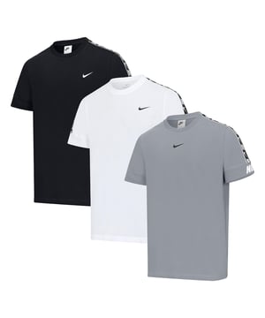 Stay classic and comfortable in the Nike Repeat Tape Tee. Crafted from soft cotton jersey, this everyday essential delivers a relaxed fit with signature Nike style. The bold repeat logo tape detailing along the sleeves adds a sporty edge that nods to Nike’s athletic heritage. Perfect for casual wear or post training comfort, this tee pairs effortlessly with joggers, shorts, or jeans.
Features:
Soft cotton fabric for all day comfort
Ribbed crew neckline for a snug fit
Nike logo tape detailing along the sleeves
Iconic Nike branding on chest
Standard fit for a relaxed, easy feel
Material: 100% Cotton Care: Machine wash Fit: Standard
