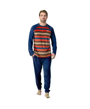 Entdecken Sie den Komfort und die Eleganz der Munich-Herrenpyjamas.

 Dieser Pyjama aus luxuriösem Samt ist perfekt, um kalte Nächte mit einem Hauch von Eleganz zu genießen. Seine weiche Textur sorgt für außergewöhnliche Wärme, ideal zum Entspannen zu Hause.

 Das Set enthält ein langärmeliges T-Shirt, das sich durch sein modernes Design auszeichnet und mit Markengrafiken verziert ist.

 Andererseits verfügt die Hose über einen verstellbaren elastischen Bund, der eine perfekte Passform und Bewegungsfreiheit garantiert. Darüber hinaus sind sie mit praktischen Seitentaschen ausgestattet, in denen Sie Ihre wichtigsten Gegenstände transportieren können, während Sie Momente der Entspannung genießen.

 Passende freiliegende Nähte sorgen für ein dezentes, aber elegantes Detail.

 Verleihen Sie Ihren Nächten einen Hauch von Luxus mit diesem Samtpyjama, der Entspannung neu definiert.
 Komposition: Hemd: 95% Polyester, 5% Elasthan; Hose: 95% Polyester, 5% Elasthan
 Pflege:
-Im Schonwaschgang waschen.
 -Verwenden Sie immer kaltes oder warmes Wasser.
 -Verwenden Sie keinen Trockner. Es ist besser, es an der Luft zu trocknen.
 -Bei Bedarf bei niedrigen Temperaturen bügeln.
 -Verwenden Sie kein Bleichmittel.