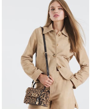 Leopard print, Gold RR branding detail, Detachable cross body strap, Grab handle, Padlock charm, Popper fastening, Strap length: 65cm, H: 14.5cm x W: 22cm x D: 8.5cm