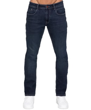Verleihen Sie Ihrem Alltagsstil mit der Enzo Milano Herrenjeans in Tapered Fit einen eleganten Touch. Mit klassischem 5-Pocket-Design und Reißverschluss gefertigt. Aus hochwertigem Stretchstoff hergestellt, bieten sie überragenden Komfort und Flexibilität für den ganzen Tag. Die kontrastierende Naht verleiht einen stilvollen Abschluss. Abgerundet mit Enzo Milano Markenknöpfen, Nieten und einem charakteristischen PU-Label auf der Rückseite vereinen diese Jeans Qualität, Langlebigkeit und mühelose Raffinesse. (EZ667)