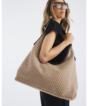 RI monogram print, Interior zipped pocket, Shoulder strap, Handle drop: 36cm, H: 45cm x W: 45cm x D: 12cm