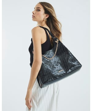 Embossed RI monogram print, Chain front, Strapped, Handle length: 26cm, Dimensions: L: 25cm x D: 17cm x W: 38cm