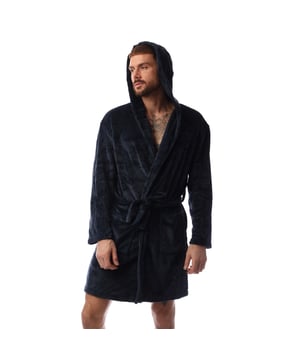 Mens Bench Enstrada Robe in navy.- Grown-on hood.- Two front pockets.- Waist tie.- Straight hem.- 100% Polyester.- Ref: BN2P119224