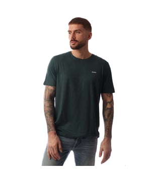 Mens HUGO Dero 99 T-Shirt in dark green- Regular fit- Crew neck- Short sleeves- HUGO logo at left chest- 100% Cotton.  Machine washable.- Ref: 50528643-302