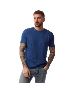 Mens HUGO Dero 99 T-Shirt in medium blue- Regular fit- Crew neck- Short sleeves- HUGO logo at left chest- 100% Cotton.  Machine washable.- Ref: 50528643-420