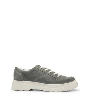 Low top hybrid shoe. Suede upper design. Red Contrast stitching details enriched the upper. Black HU-GO signifier on the bottom. Red stitching details. Casually inspired Derby shoes in soft suede by HUGO. With an EVA sole  this low-profile pair is trimmed with stacked branding on the counter.