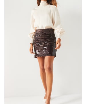 V BY VERY CREAM LAME HIGH NECK BLOUSE