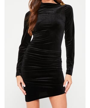 V BY VERY BLACK VELVET MINI DRESS