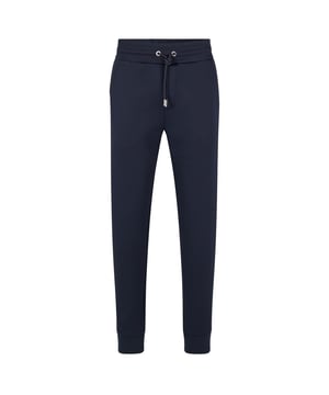 elevated trouser - luxury pique fabric with silk blend  - modern stitching detail on the welt lockets - zip back pockets - structured flat knit  - metal badge on the back pocket