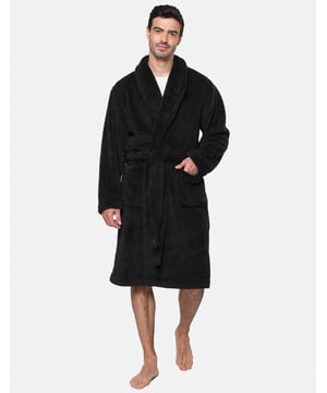 Stay cosy with this shawl collar robe from Threadbare. Made from soft borg fleece, this dressing gown has a self-tie belt and two slip pockets for your night-time essentials.