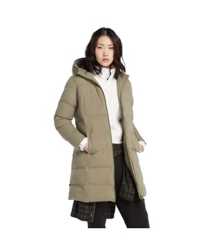 Womens Timberland Durable Water Repellent Parka Jacket in green.- Adjustable hood.- Full zip fastening.- Side pockets.- Adjustable cuffs and hem.- DWR (Durable Water Repellent) Treatment.- Ref: A6SVE5901