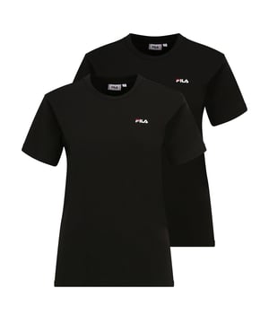 Dos camisetas para mujer de la marca FILA. Mangas cortas, cuello redondo y pequeño logo estampado, hechas de 100% algodón, corte regular.
