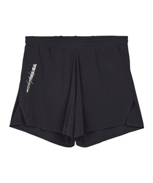 Mens Y-3 Running Shorts in black. The Y-3 Running Shorts explore the technical side of excellent design. They're made from a smooth nylon fabric with stretch for comfort  complemented by built-in briefs for a confident wear. A gel pocket keeps quick energy close and has a hook to attach a key. AEROREADY helps keep sweat at bay  and overlapping side hems cut an unexpected angle while making movement feel free.  Made with a series of recycled materials  and at least 70% recycled content.- Y-3 running shorts with details that count  made in part with recycled materials.- Elasticated waist with inner drawcord.- Built-in briefs.- AEROREADY.- Gel pocket.- Polyurethane coating.- Y-3 logo.- Overlapping side hems.- Regular fit.- 83% nylon (recycled)  17% elastane.  Machine washable.- Ref: IN8747