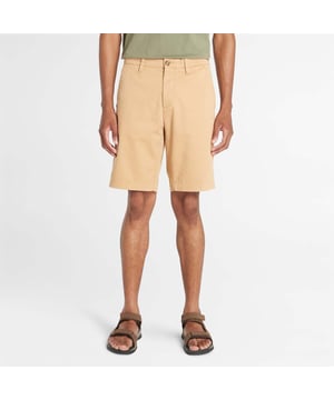 Mens Timberland Topsfield Twill Chinos Shorts in wheat.- Button and fly closure.- Side pockets.- Back pockets.- Comfort stretch.- Regular fit.- 97% Cotton  3% Elastane.- Ref: A6395H31