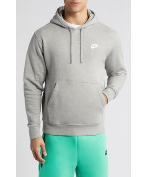 This iconic Nike Sportswear Club Fleece Pullover Hoodie offers a stylish look, benefiting from a fleece lining for comfort with a hooded deign for extra protection and a drawstring pull for an adjustable fit. The Nike hoodie features a kangaroo pocket for storage or to keep hands warm with elasticated cuffs and wast for a secure fit and is complete with Nike Swoosh.


More Details:


Standard fit for a relaxed, easy feel

Ribbed hem and cuffs

Kangaroo pocket

Fabric:


Body: Made from cotton & polyester

Hood lining: Made from cotton

Machine wash

Imported Note: Material percentages may vary depending on factory

Check label for actual content.

67% Cotton, 33% Polyacrylate.