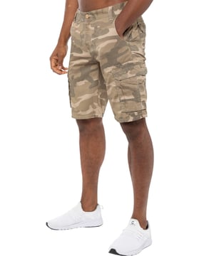 Kruze Camo Shorts in Beige, 65% Polyester, 35% Cotton, Mid Rise, Regular Fit Shorts, Featuring 2 Front Pockets, 2 Buttoned Back Pockets and 2 Velcro Side Pockets and Zip Fly Fastening, Machine washable, For Casual Occasions