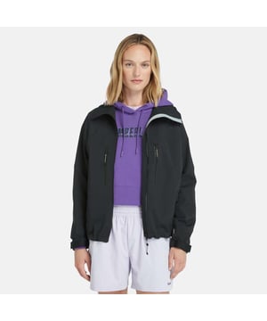 Womens Timberland Caps Ridge Mobi Flex Tech Waterproof Jacket in black.- Armpit zip vents.- Front zip pockets.- High reach sleeves.- Elasticated cuffs.- Adjustable hem.- HD logo.- 3L Waterproof fabric.- Brushback.- Ref: A5XRU0011