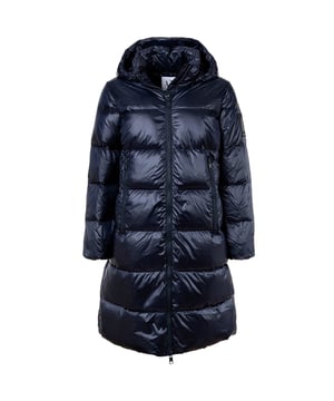 Eleganter Damen Steppmantel von der Marke ARMANI EXCHANGE. Warm gefüttert mit Daunen und Federn. Stehkragen mit abnehmbarer Kapuze. Hochwertige Qualität.