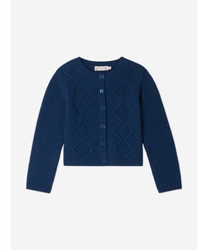 Bonpoint depict whimsical portraits in their beautifully crafted French designs. This girls blue cardigan is a captivating choice. Envisioned in refined wool with front buttoning ribbed hems and decorative stitching on the front. She will emanate demure, unparallelled style.  Crew Neck Long Sleeves 100% Wool