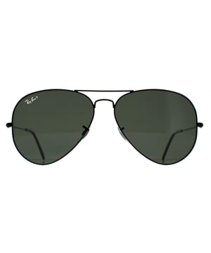 Ray-Ban Sunglasses Aviator 3025 Black Green Polarized 002/58 were originally designed in 1936 for US military pilots and have since become one of the most iconic sunglasses models in the world. The timeless design is characterised by the thin metal wire frame, large teardrop shaped lenses and fine metal temples that feature silicone tips and nose pads for a customised and comfortable fit. This classic model is available in various sizes and an array of colourways.