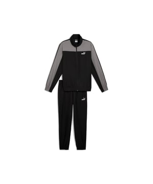 PRODUCT STORY: Effortless style and comfort collide in this PUMA tracksuit. The high-collar jacket and elastic waistband pants with internal drawcords ensure a custom fit. Featuring the iconic PUMA No. 1 Logo, this set is ready for any adventure. FEATURES & BENEFITS: Made with 100% recycled material excluding trims & decorations. DETAILS: Regular fit; High-collar; Long sleeves; Side pockets; PUMA branding details. Our model is 188 cm tall and is wearing size M UK.