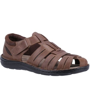 Hush Puppies Heren Sandalen Walking Albert Vissersmodel Leer Klittenbandsluiting Zwart. Bovenwerk van leer. Textielvoering. PU-zool. Schoenen Sandalen.