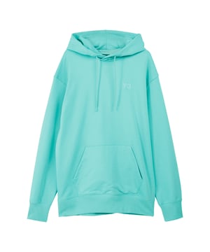 Mens Y-3 French Terry Hoodie in acid mint. A celebration of simplicity  the Y-3 French Terry Hoodie is crafted in plush cotton French terry fabric and cut for a loose  casual fit. The drawcord hood and kangaroo pocket cement its place as an everyday essential.- A loose-fit Y-3 hoodie.- Loose fit.- Pullover with drawcord-adjustable hood- Long sleeves with drop shoulder.- Kangaroo pocket with inner phone pocket.- Ribbed cuffs and hem.- Y-3 logo at left chest.- 80% Cotton  20% Recycled polyester.  Machine washable.- Ref: IV5585