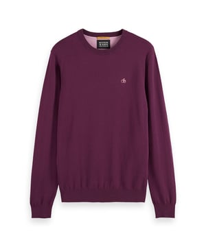 Einfarbiger Herren Pullover mit Rundhalsausschnitt von der Marke SCOTCH&SODA. Sweater aus Viskose mit kleinem Logo auf der Brust.
