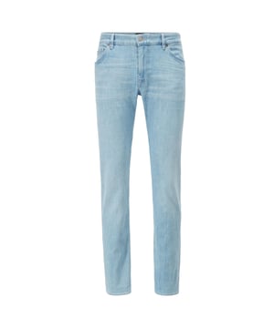 Regular fit- for a casual silhouette - cashmere touch by Candiani -  stretch for best wearing comfort - responsible - GOTS certified organic cotton - super soft hand feel - mid blue wash - authentic trims