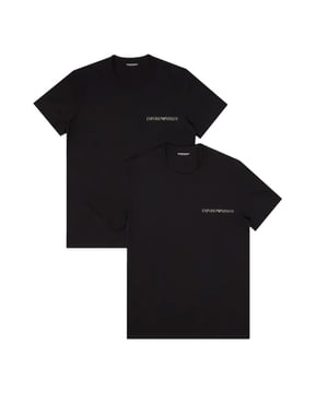 T-Shirt Emporio Armani Pack x2 Heritage Herren Schwarz Baumwolle. Authentisches Kleidungsstück der Marke Emporio Armani - Streetwear/Sportswear-Design von Emporio Armani - Emporio Armani für Herren Mode, perfekt für den Alltag - Das schwarze T-Shirt von Emporio Armani lässt sich ideal mit dem Rest Ihrer Garderobe kombinieren - bequeme Baumwollqualität - klassisch - Pack x2 Heritage -