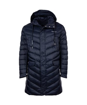 Eleganter Daunen-Mantel mit aufgedruckten Armani Exchange Logo. Gefütterte Outdoor-Jacke mit Stehkragen.