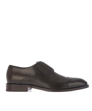 Mens Boss Derrek Derby Shoes in brown.- Leather upper.- Lace up fastening.- Panelled.- Almond toe.- Stacked wooden sole.- Ref: 50492642202