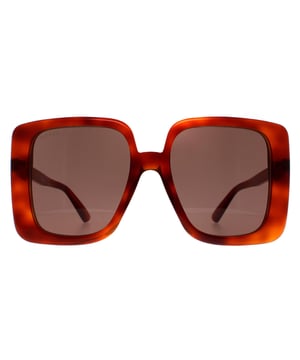Gucci Square Womens Havana Brown GG1314S  Sunglasses are a fashionable and high-end accessory. These sunglasses feature a square frame with a bold and iconic design. The frames are made from high-quality acetate while the Gucci logo is prominently displayed on the temple of the frames, adding a touch of luxury and elegance to this already fashionable pair of sunglasses. Perfect for any occasion, these sunglasses will elevate any outfit and make a statement.