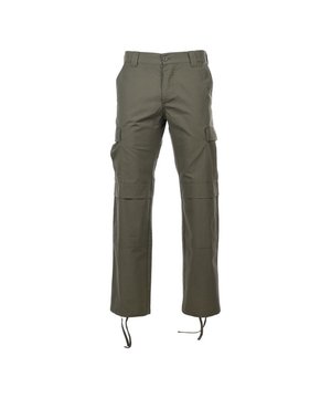 
65% Polyester, 35% Katoen. Ontwerp: Logo. Sluiting: Knoop, Ritsgat. Stoftechnologie: Slijtvast, Duurzaam, Ripstop. Riemlussen, Zoom met koord, Geprofileerde knieën, Verstevigde knie. Zakken: 2 dijbeenzakken, klepsluiting, drukknoopsluiting, 2 zijzakken, 2 achterzakken. Taille. Zoom: Trekbandjes.