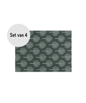 
Rustgevende placemats om je tafel mee aan te kleden Placemats zijn een goede manier om je tafel van wat extra sfeer te voorzien. Neem bijvoorbeeld deze placemats van Krumble. De katoenen placemats zijn uitgevoerd in het antraciet en hebben een beige boom patroon. Dit geeft de borden onderleggers een rustgevende en sfeervolle uitstraling. Bovendien beschermen de tafelaccessoires jouw eettafel tegen etensvlekken of kringen van glazen. De placemats worden geleverd in een set van 4 stuks.  Producteigenschappen Merk: Krumble Placemats Gemaakt van katoen Antraciet met beige patroon Met boom patroon Geleverd in set van 4 stuks Afmeting per placemat: 30 x 40 centimeter Gewicht: 50 gram per stuk  Goed te combineren met andere tafelaccessoires Deze katoenen placemats in het antraciet met beige patroon vormen een uitstekende basis voor een mooi gedekte tafel. De neutrale kleuren laten zich eenvoudig inpassen in diverse stijlen. Zo kun je de placemats combineren met de tafelaccessoires die jij mooi vindt. Kies je voor kleurrijke details of houd je het geheel juist rustig? Met deze placemats kan het allemaal.  Fijn materiaal voor op tafel Deze tafelbeschermers zijn gemaakt van katoen. Dat is een fijn materiaal voor placemats. Het heeft een zachte uitstraling en beschermt je tafel goed. Het neemt zelfs wat vocht, van bijvoorbeeld een glas water, op. Vervelende kringen zijn hierdoor verleden tijd. Is de placemat tijdens het eten vies geworden? Ook geen enkel probleem. Haal vlekken met een vochtige doek van de placemat af of gooi de placemat in de wasmachine. Zo eet je keer op keer met plezier van deze mooie borden onderleggers.Materiaal: KatoenKleur: AntracietAfmetingen: Hoogte: CM x breedte: 40CM x Lengte: 30CM