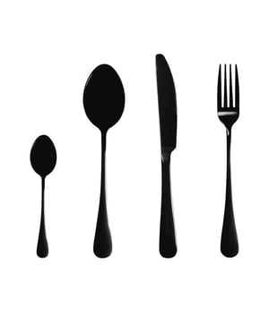 Opvallend bestek voor elke maaltijd Deze Krumble 24 delige bestekset in het zwart is een opvallende verschijning op je eettafel. Het volledig zwarte bestek is gemaakt van RVS en heeft een stijlvolle, opvallende en toch klassieke uitstraling. Het mooie design is een mooie toevoeging aan elke gedekte tafel. In deze bestekset zit voldoende bestek voor zes personen. Met een vork, mes, grote en kleine lepel per persoon beleven jullie een heerlijke maaltijd.  Specificaties Merk: Krumble Bestekset 24 delig Geschikt voor zes personen Gemaakt van RVS In volledig zwart design Vork, lepel, mes en dessertlepel Afmetingen: Vork: 2,5 x 20 centimeter Grote lepel: 4,5 x 20 centimeter Mes: 2 x 22,5 centimeter Kleine lepel: 3 x 13,5 centimeter Gewicht per 4 stuks: 190 gram  Aan een mooie tafel eet het fijner Een mooi gedekte tafel maakt van elke maaltijd iets speciaals. Dit zwarte bestek is geschikt voor elke gelegenheid. Of je nou gezellig met je gezin aan tafel zit of dat jullie gasten ontvangen, dit bestek maakt jouw gedekte tafel helemaal af. Combineer het met mooie andere tafelaccessoires en geniet van een heerlijke maaltijd.Materiaal: StaalKleur: ZwartAfmetingen: Hoogte: 2CM x breedte: 4.5CM x Lengte: 22.5CM