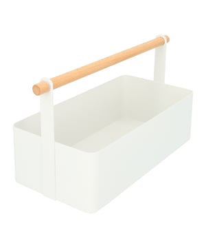 
Een opgeruimd huis zorgt voor een opgeruimd hoofdMet deze metalen opbergbak van QUVIO wordt opruimen een stuk leuker. De opbergbak heeft een handig houten handvat, waardoor je de bak gemakkelijk verplaatst. Dat maakt deze organizer ideaal voor spullen die je regelmatig nodig hebt. Zet er bijvoorbeeld zoet beleg in en plaats het opbergbakje ‘s ochtends vanuit de la op de ontbijttafel. Of gebruik de organizer met handvat voor het opbergen van knutselspullen. Zo zet je het gemakkelijk in de kast, maar haal je het net zo eenvoudig weer tevoorschijn.  Producteigenschappen Merk: QUVIO Opbergbak Met handvat Gemaakt van metaal Handvat van hout Witte bak met lichtbruin handvat Afmeting: 13,5 x 29,5 x 16 centimeter Gewicht: 78 gram  Praktisch en stijlvol Deze opbergbak ziet er met het wit metalen uiterlijk en het houten handvat er stijlvol en stoer uit. Daarom hoef je deze organizer ook helemaal niet uit het zicht te zetten. Ruim er spullen in en op zet de organizer daarna bijvoorbeeld in een open kast. Zo wordt je huis niet alleen beter opgeruimd, maar ook een stukje mooier.Materiaal: HoutKleur: Gebroken witAfmetingen: Hoogte: 16CM x breedte: 29.5CM x Lengte: 13.5CM