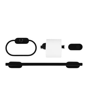 
Mooie badkamer accessoires zonder te boren Wil jij jouw badkamer verrijken met mooie handoekhaakjes, maar wil je niet in de muren hoeven te boren? Dan is deze badkamer accessoires set ideaal. De accessoires uit deze set hang je namelijk op met plakstrips. Zo hoef je niet te boren en geniet je toch van mooie en praktische accessoires. In de set zit een lange handdoekhouder, een ovale handdoekhouder, een toiletrolhouder en een handdoekhaakje. Al deze accessoires zijn uitgevoerd in prachtig zwart RVS. Zo zijn ze niet alleen praktisch, maar ook esthetisch een fijne toevoeging aan jouw badkamer.  Specificaties Merk: QUVIO Badkamer accessoires set Set bestaande uit een lange handdoekhouder, een ovale handdoekhouder, een toiletrolhouder en een handdoekhaakje Te bevestigen met plakstrips Gemaakt van zwart RVS  Combineer voor je ideale badkamer Met de handdoekring en de andere handdoekhouders uit deze set heb jij voortaan voldoende ruimte om alle handdoeken op te hangen. Hang ze op zoals in jouw badkamer het beste past en geniet van deze praktische accessoires.  Afmetingen Afmeting lange handdoekhouder: 7 x 50 x 4,5 centimeter Afmeting ovale handdoekhouder: 8 x 20 x 13 centimeter Afmeting toiletrolhouder: 7 x 4,5 x 16 centimeter Afmeting handdoekhaakje: 5 x 4,5 x 10 centimeter Materiaal: RVSKleur: ZwartAfmetingen: Hoogte: 4.5CM x breedte: 50CM x Lengte: 7CM