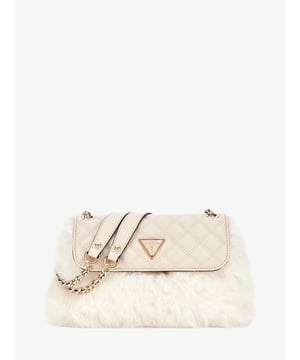 
Crossbody dames Guess tas. Heel mooi chic in de kleur off white met fake fur wit. 
