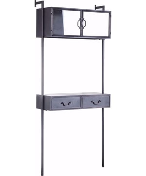 
Deze stoere wandkast Ventana hoort helemaal thuis in een industrieel interieur! Het wandrek voor aan de muur is gemaakt van ijzer en glas en gecoat in de kleur antraciet. Het rek heeft twee laatjes en een kast met glazen deurtjes. Afmetingen van deze Furnilux Ventana wandkast: 80.5 x 31 x 183 cm. Deze kast is heel goed te combineren met de andere wandkasten in de Ventana collectie. Kleur: grijs
