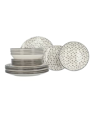 
Ddeze serviesset is vervaardigd uit hoogwaardig porselein, met een tijdloos ontwerp dat elke eet ervaring verrijkt. De zacht witte kleur en verfijnde decoratieve afwerking maken het een perfecte keuze voor zowel casual diners als feestelijke gelegenheden. De set bestaat uit 6 diepe borden, ook wel pasta borden genoemd, 6 grote borden en 6 ontbijtbordjes. Het servies is vaatwasser en magnetron geschikt. PraktischWe begrijpen dat kwaliteit essentieel is. Daarom is onze serviesset vaatwasmachine- en magnetronbestendig, zodat je zonder zorgen kunt genieten van je maaltijden. De set is ontworpen om jarenlang mee te gaan, waardoor je een duurzame investering doet in je keuken. Het bestaat uit 18 delen: 6 diepe borden van 20 cm, 6 dinerborden van 27 cm en 6 dessert/ontbijtborden van 19 cm. Daarnaast is hij geschikt voor de magnetron en kan je hem in de vaatwasser wassen. Het servies is iets dikker dan basis servies en hierdoor ook sterker.De belangrijkste voordelen op een rijtje:Handig in gebruik, zeker ook de diepe borden zijn veelzijdigFraai onderscheidend designGoede prijs/kwaliteit verhoudingHet servies is vaatwasser en magnetron geschiktKenmerken servies Iris Hoogwaardig porseleinGeschikt voor magnetron en vaatwasser6 platte borden6 soepborden/diepe borden - ideaal voor pasta of salade 6 dessertborden/ontbijtborden Gewicht: ca. 9 kgKleur: wit met zwart Iris motiefBordafmetingen: dinerbord 27 cm ,  ontbijtbord 19 cm , diep bord 20 cm - Afmeting: - Kleur: Zwart - Materiaal: Porselein