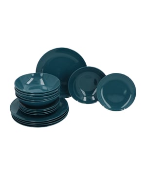 
6 persoons glimmend blauw aardewerk servies. Door het moderne design is het servies tijdloos en wat anders dan een standaard wit servies. De set bestaat uit 6 diepe borden, 6 grote borden en 6 ontbijtbordjes. Het servies is vaatwasser en magnetron geschikt.Kenmerken:Materiaal: aardewerkgeschikt voor magnetron en vaatwasser6 platte borden6 soepborden6 dessertbordenGewicht: 9.65 kgGewicht van het product : 720 g - 315 g - 339 gKleur: glimmend blauwBordafmetingen: dinerbord: D. 26 cm dessertbord: D. 20 cm diep bord: D. 20 cm - Afmeting: - Kleur: Blauw - Materiaal: Aardewerk