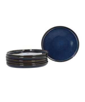 
De servies serie Terre van is een tijdloze moderne aanwinst. Het servies is gemaakt van sterk keramiek en heeft een mooie geglazuurde blauwe kleur. Het heeft een moderne opstaande rand, zoals je tegenwoordig ook veel ziet in restaurants. Overigens is de serie ook beschikbaar in andere kleuren, dus je kunt ook leuk combineren. Wil je niet gelijk je hele servies vervangen? Breid je huidige servies dan uit met deze mooie items uit de Terre serie, je kunt ze namelijk per type bord bij kopen in set van 6. Dit ontbijtbord is 21 cm doorsnede, het dinerbord heeft een diameter van 27 cm en is 2 cm hoog. .Productkenmerken:1 set van 6 OntbijtbordenAfmeting: 21x2 cmDiameter: 21 cmKleur: Blauw geglazuurdAfwerking: glansMateriaal: keramiekOvenbestendig: neeVaatwasserbestendigMagnetronbestendigOnderhoud: Het servies is vaatwasserbestendig en magnetron bestendig.  - Afmeting: - Kleur: Blauw - Materiaal: Aardewerk