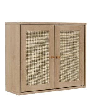 
Deze mooie wandkast voor in de  woonkamer, gang, keuken of badkamer uit de badmeubelserie Bali biedt een lekker veel opslagruimte. Mooi voor in de keuken, maar ook in de badkamer ideaal voor uw toilet accessoires of andere producten die je in de kast kwijt wilt. Met zijn afmeting van 20x60x50 cm is hij ruim en praktisch. Met 20 cm diepte kun je veel dingen erin kwijt, en door de breedte van 60 cm is het praktisch. Achter de deurtjes vind je een legplank voordoor je op 2 niveaus producten kwijt kunt. De wandkast is eenvoudig zelf te monteren.Deze wandkast is onderdeel van een complete serie Bali die gekenmerkt wordt door het gebruik van de rattan structuur die erg populair is. Kenmerken wandkast Bali Materiaal: MDF met Rattan deurtjesAfmetingen:  20x60x50 cmKleur: BruinOnderdeel van serie BaliU ontvangt: wandkast uit de serie Balimontagemateriaalmontage-instructies - Afmeting: - Kleur: Bruin - Materiaal: MDF