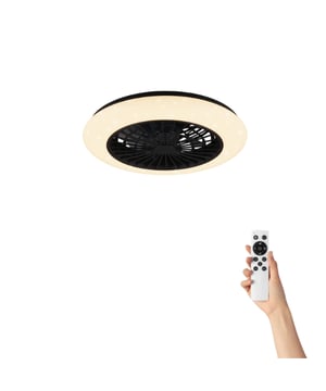
Plafondventilator met Verlichting - Ø49cm – 3 Snelheden - Afstandsbediening - Zwart Upgrade uw leefruimte met onze elegante plafondventilator met uniek design: een perfecte combinatie van stijl en functionaliteit. Met een indrukwekkende diameter van Ø49cm biedt deze ventilator krachtige luchtcirculatie en sfeervolle verlichting, ideaal voor elke kamer in uw huis.  Belangrijkste Kenmerken: Extreem Stille DC-Motor: Onze plafondventilator is uitgerust met een DC-motor die zorgt voor een stille werking zonder wiebelingen. Dankzij de geavanceerde DC-technologie is het geluidsniveau tot 50% lager dan bij traditionele AC-motoren, waardoor deze ventilator ideaal is voor rust-, studie- en werkkamers. Energiezuinig: DC-motoren verbruiken tot 70% minder energie dan AC-motoren, wat resulteert in aanzienlijke besparingen op uw elektriciteitsrekening. Snelle Reactietijd: De DC-motor start sneller, verandert sneller van snelheid en stopt sneller dan AC-motoren. Bovendien biedt deze plafondventilator 3 snelheidsstanden, in tegenstelling tot de gebruikelijke 3 of 4 snelheden bij AC-motoren. Handige Afstandsbediening: Met de meegeleverde afstandsbediening kunt u eenvoudig alle functies van de ventilator bedienen, waaronder: Aan en uit Selectie van kleurtemperatuur (3000-6500K) Dimregeling voor modellen met licht 3 snelheden Timerfunctie LED-verlichting voor Sfeervolle Verlichting: De geïntegreerde LED-module van 40W (3000 lumen) zorgt voor helder en sfeervol licht. Met een instelbare kleurtemperatuur variërend van 3000 tot 6500 Kelvin, kunt u de verlichting aanpassen aan verschillende situaties. De LED is ook dimbaar, waardoor u de perfecte ambiance kunt creëren.  Afmetingen: Hoogte: 16 cm Diameter: 49 cm  Energiebesparing met Onze Plafondventilator: Onze plafondventilators bieden een natuurlijke en energiebesparende koeloplossing. Met een energieverbruik vergelijkbaar met een 60W gloeilamp, kost het minder dan 2 cent per uur. Bespaar geld op uw elektriciteitsrekening, zowel in de winter als in de zomermaanden.  Gebruik van Plafondventilator in de Wintermaanden: In de winter verplaatst de plafondventilator warme lucht tegen het plafond en langs de muren, waardoor de stookkosten tot 10% kunnen dalen. Geniet het hele jaar door van comfort en besparingen.  Extra Ventilatortips: Voor plafonds boven 3 meter is een verlengstuk nodig voor optimaal rendement. Alle plafondventilators zijn uitgerust met een optioneel verlengstuk, standaardmaat 900 mm. Afstandsbediening biedt gemakkelijke bediening vanuit uw luie stoel. Optionele afstandsbediening beschikbaar voor ventilatoren zonder standaardafstandsbediening. Met de stijlvolle en functionele plafondventilator haalt u niet alleen een verkoelende oplossing in huis, maar ook een esthetisch aantrekkelijke toevoeging aan uw interieur. Bestel vandaag nog en geniet van de perfecte mix van comfort, stijl en energiebesparing! Voeding: Netstroom Aantal standen: 3 snelheden Bediening: Afstandsbediening Merk: Ventiluxe Materiaal: Kunststof Kleur: Zwart EAN: 1142383009825