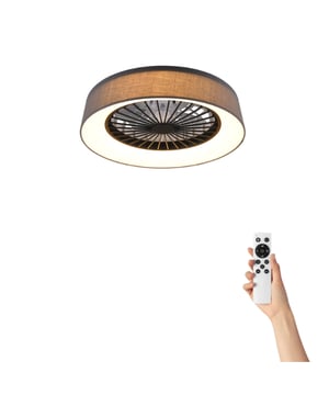 
Pakie Plafondventilator - Ø47cm - 3 Snelheden - Afstandsbediening Upgrade uw leefruimte met de Pakie plafondventilator: een veelzijdige combinatie van verlichting en luchtverfrissing. Met een eigentijds design en geavanceerde functies biedt deze ventilator de perfecte oplossing voor een comfortabel binnenklimaat, het hele jaar door.  Belangrijkste Kenmerken: Krachtige Luchtstroom: De Pakie plafondventilator zorgt voor een krachtige luchtstroom om uw kamer effectief te koelen en te ventileren. Handige Afstandsbediening: Bedien eenvoudig de ventilatorsnelheden en de verlichting met de meegeleverde afstandsbediening, voor optimaal gemak. Stijlvol Design: Het moderne ontwerp van de Pakie plafondventilator met zijn grijze afwerking voegt een eigentijdse uitstraling toe aan elke ruimte. Ingebouwde Verlichting: Geniet van de helderheid van de geïntegreerde LED-verlichting, die traploos kan worden ingesteld voor de perfecte sfeer. Veelzijdige Functies: Met functies zoals een nachtlampje, timer en apart schakelbare ventilator, biedt de Pakie plafondventilator ultiem gebruiksgemak.  Technische Specificaties: 3 snelheidsniveaus Plafondmontage Geïntegreerde dimmer IP20-classificatie Traploos instelbare lichtkleur Nachtlamp Niet geschikt voor externe dimmer Apart schakelbare functies Timerfunctie Ventilator met 3 snelheden  Productafmetingen: Hoogte: 20cm Diameter: 47cm Gewicht: 2,8kg De Pakie plafondventilator biedt niet alleen verkoeling op warme dagen, maar verlicht ook uw ruimte met zijn moderne ontwerp en energiezuinige LED-verlichting. Met zijn geavanceerde functies en gebruiksgemak is de Pakie een must-have voor elk interieur. Voeding: Netstroom Aantal standen: 3 Bediening: Afstandsbediening Merk: Cool Breeze Materiaal: Kunststof Kleur: Grijs Afmetingen: Ø47cm EAN: 8721155000173