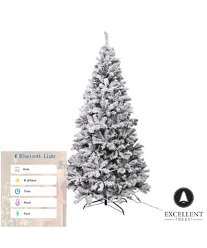 
De Excellent Trees® LED Rova kunstkerstboom 180 cm met sneeuw en verlichting heeft een mooie uitstraling voor een aantrekkelijke prijs. De combinatie van PVC dennennaalden bij een besneeuwde kerstboom zorgt voor een mooi winters effect. De boom is 180 cm hoog en een diameter van 100 cm. Deze kerstboom staat door middel van een paraplu systeem erg snel in elkaar en geeft direct kerstsfeer in huis. De boom is goed vol maar heeft nog voldoende ruimte over voor versiering zodat de kerstboom compleet gedecoreerd kan worden. De energiezuinige LED verlichting geeft mooi warm wit licht en zorgt direct voor kerstsfeer in huis of op kantoor. De boom wordt geleverd met een metalen voet die door middel van 1 schroef vast te zetten is. De voet is voorzien van antislip rubberen noppen zodat de boom stevig en goed in balans staat. De kunstkerstboom heeft een paraplu constructie waardoor hij gemakkelijk in gebruik is. De 2 verschillende onderdelen moeten enkel op elkaar gezet worden en de takken dienen nog uitgevouwen te worden zodat de kunstkerstboom de perfecte look krijgt zoals jij hem wilt. Eigenschappen Excellent Trees® Rova besneeuwde kerstboom 180 cmKunstkerstboom met metalen voetKleur: groen met witHoogte boom: 180 cmDiameter boom: 100 cmAantal takken: 643 takpuntenInclusief verlichting: jaAantal lampen: 750 energiezuinige LED lampenInclusief sneeuw: jaInclusief versiering: neeMateriaal: PVCLos verkrijgbaar: 8720629443843    Excellent Trees® Extra Sterke Opbergtas voor Kerstboom Large voor medium kerstbomen Verlichting kunstkerstboomDe kerstboom is voorzien van verlichting die al verwerkt is in de takken. De LED verlichting geeft een mooi warm licht. Het zijn 750 lampjes welke netjes in de boom zijn verwerkt. Aansluitsnoer is ca. 5 meter lang en groen van kleur.Opzet adviesKunstkerstbomen bestaan meestal uit 2 of 3 delen, dit is afhankelijk van de hoogte van de kerstboom. Om de kerstboom een zo natuurlijk mogelijke look te geven begint u met de takken van het onderste deel uit te vouwen. Begin altijd vanuit de stam naar buiten te werken, vouw hierbij takje voor takje uit. Probeer de onderkant van de takken zo plat mogelijk te laten. Een echte boom heeft namelijk ook platte takken. De onderste takken kunt u naar beneden buigen zodat de standaard minder zichtbaar blijft. Vouw op deze manier alle takken van onder naar boven in het juiste model zodat er geen open ruimtes meer zichtbaar zijn. Hoe meer takken de kerstboom heeft, deste voller deze wordt.LeveringDe kerstboom wordt geleverd in een stevige doos met handvat zodat hij na de feestdagen gemakkelijk op te bergen is. GarantieBij de Excellent Trees® LED Rova kunstkerstboom 180 cm zit 2 jaar garantie en kun je jarenlang genieten van deze prachtige boom die als ware eyecatcher geen enkel jaar mag ontbreken tijdens de feestdagen. - Afmeting: 180 cm - Kleur: Groen - Materiaal: PVC