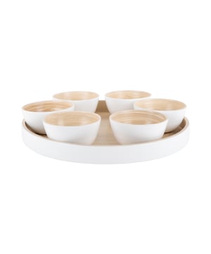 
Met de Puro snackset van Present Time geef je je huiskamer in een handomdraai een natuurlijke look. Superhandig om je borrelhapjes in te serveren. Het bamboe in combinatie met de zachte, aardse kleuren zorgen voor een extra stylish effect in je huiskamer. - Afmeting: 32x32x6 - Kleur: Wit - Materiaal: Bamboe