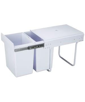 
2 prullenbakken in 1 maakt afval scheiden makkelijk! 4cookz® 30cm inbouw afvalscheidingsprullenbak – 1x 10 en 1x 20 liter. Dit model is 30cm breed en past dus in alle keukenkastjes. Doordat de prullenbak via gelagerde geleiders loopt, rolt hij soepel open en dicht.  Heeft u ook zo’n hekel aan nare geurtjes uit de prullenbak of wilt u liever niet een grote losse prullenbak in de kamer hebben staan? Dan is dit de afvalbak die helemaal voldoet aan wat u zocht. 2 Gescheiden compartimenten, degelijke glijdende geleiders, een goed afsluitend deksel, gemaakt van stevig materiaal voor een lange levensduur. Maar dan weggewerkt in uw keukenkastje. Uiteraard zijn de bakken er los uit te halen en kun je ze dus nog eens schoon maken als dat moet. Het frame wordt aan de bodem van het kastje gemonteerd.Eigenschappen 2 delige inbouw afvalscheidingsprullenbak 4cookz®:Afmetingen: 48x26x41.8cm (lxbxh)Materiaal: ABS bakken, stalen frame met poedercoatingKleur: WitGeschikt voor inbouwbreedte 30cmInhoud: 2 bakken, 1x 10 liter en 1x 20 literVerpakkingsafmeting: 49x27x43.5cmVoorzien van bodem montage klemmenGeen montage aan kastdeur mogelijkPraktischZe bakken kunnen volledig naar voren glijden, en zijn daardoor makkelijk te legen. Doordat er een compleet frame omheen gemaakt is, wringt het geleide systeem niet en is lang plezier gegarandeerd. Het frame is neutraal grijs afgewerkt met een poedercoating, waardoor het lang netjes blijft.  Ruimtebesparend, want je hebt los in de keuken dus geen prullenbak staan. Niet gemaakt voor grote afvalzakken, want de bakken hebben een inhoud van 10 liter en 20 liter, maar daardoor ook hygiënischer: afval wordt dan dus vaker verwijderd en er kunnen minder snel nare geuren ontstaan.De installatie is zeer eenvoudig; enkele schroeven en hij kan in gebruik genomen worden. Geschikt voor kastjes van 30cm breedte of meer met een diepte van 50cm of meer. OnderhoudDe containers zijn makkelijk uit te nemen en te legen. De afvalemmers van hebben een anti-vinger afdruk coating waardoor je niet snel vette vingers ziet. De afvalbak is makkelijk te reinigen met warm water en schoonmaakmiddel.4cookz® - plezier aan koken4cookz® staat voor alles voor de kok: Of het nou gaat om een simpele oventhermometer, prullenbak, of een mooie BBQ accessoires, plezier aan koken krijg je met goede spullen. Als je gewoon functioneel moet koken voor het gezin, houdt van uitgebreid koken als hobbykok of als je professioneel als kok bezig bent, 4cookz® heeft een breed scala aan mooie keuken producten. 4cookz® is onderdeel van 4Goodz, een Nederlandse importeur van diverse productgroepen waaronder kook spullen. Het staat voor kwaliteit, trends en innoverende producten en technieken en constante vernieuwing. - Afmeting: - Kleur: Wit - Materiaal: Kunststof